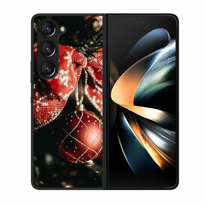 Christmas Case For Samsung Galaxy Z Fold 6 5 4 3 Cover Fold5 Fold4 Lovely Black Hard Plastic PC Cover For Galaxy Z Fold5 5G Case