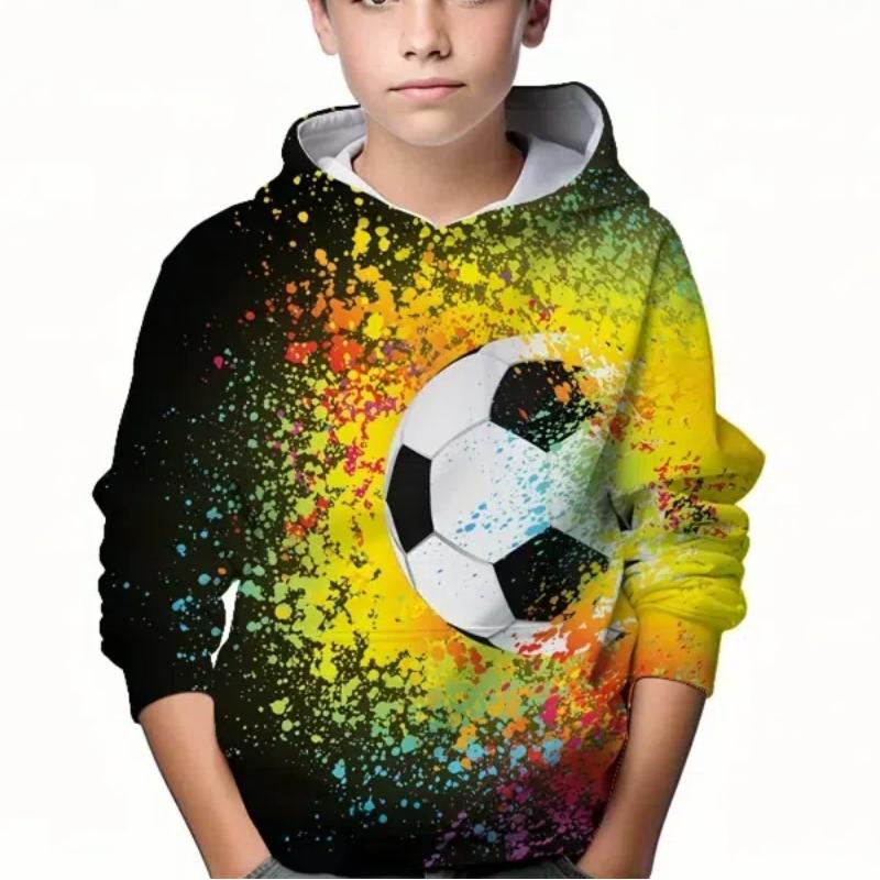 

Стильний повсякденний пуловер для хлопчиків з футбольним принтом, толстовки з довгими рукавами, толстовка для хлопчиків на весну-осінь, дитячі толстовки для активного відпочинку 150CM