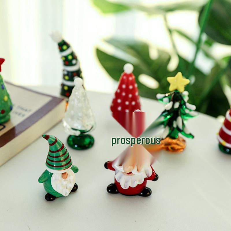 Creative Santa Claus Mini Christmas Tree Glass Ornament