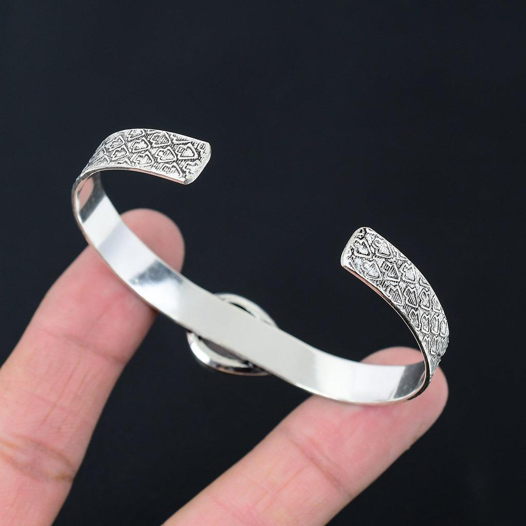 Sterling Silver Pear Natural Rose Quartz Wife Anniversary Wedding Bangle Jewelry