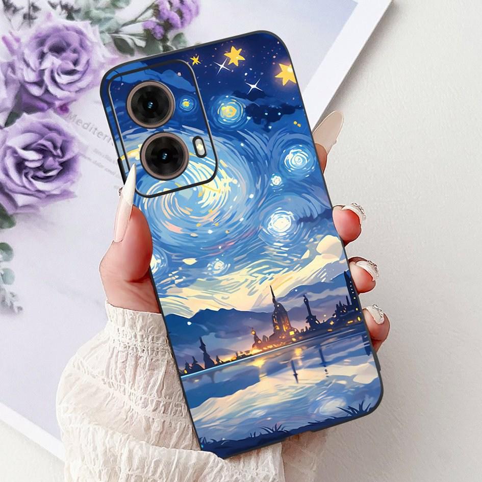 Case For Motorola Moto G35 Cover XT2433-5 Popular Flower Painted Soft Silicone Shockproof Coque For Moto G55 G75 G85 5G TPU Capa
