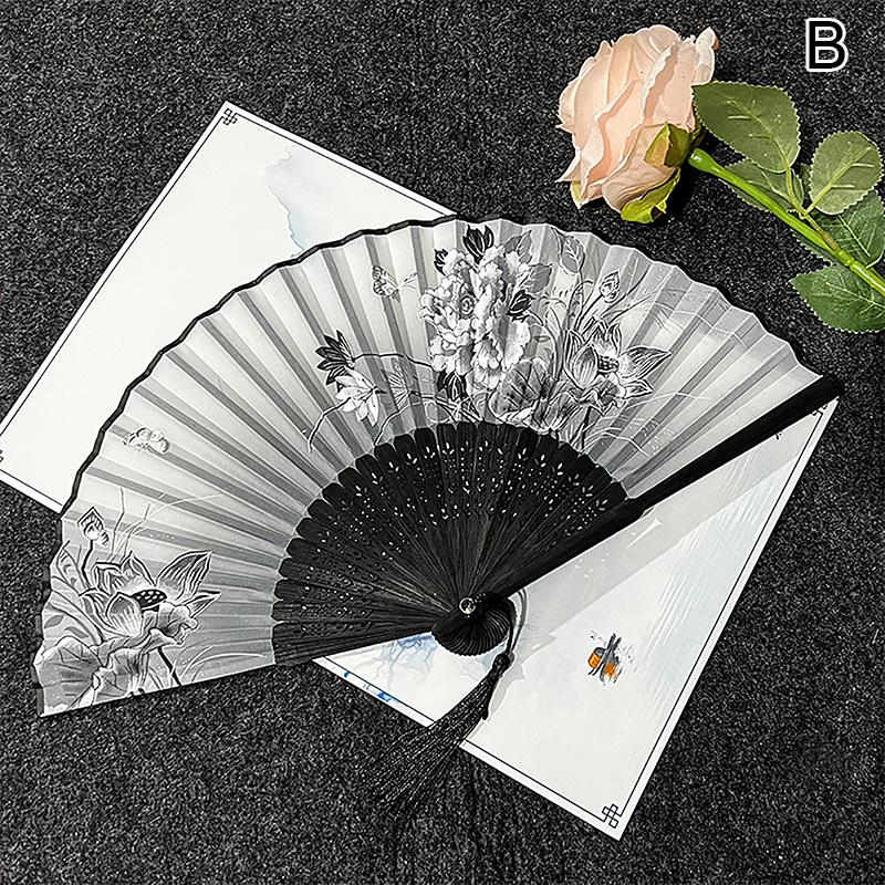 Vintage Silk Folding Hand Fan Chinese Bamboo Fans Craft Gifts Women Dance Performance Props Home Decoration Ornaments