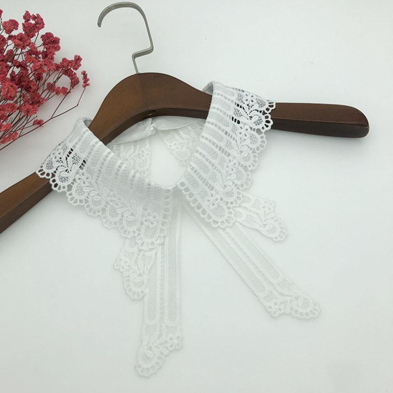 Pearl Fake Collar Shirt Women Detachable Collar Neckline Women False Collar Tie White Lapel Faux Col Women Clothes Accessories