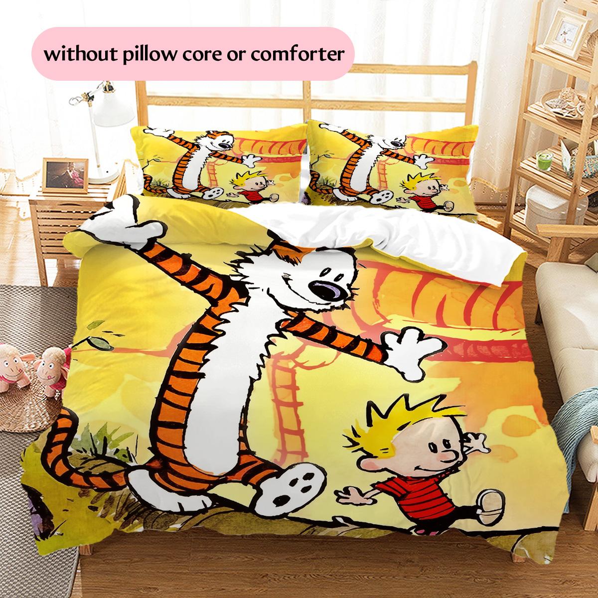 

Kevin and Hobbes Pattern Bedding Quilt Set Home Decoration Gift (1 * duvet cover + 2 * pillowcase without core) 135x200cm