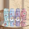 1PC Santa Claus Winter Xmas Lettering 750ml Color Plastic Sports Water Bottle Leakproof Flip Straw Lid Suitable for Sports Office Home Use
