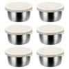 6Pcs Sauce Cups with Easy Open Colorful Lids Leak-Proof 40ml Salad Dressing Containers Stainless Steel Snack Cups