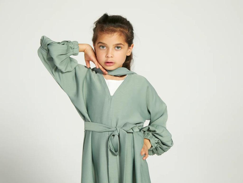 Yiduo Duo Girls' Wavy Lantern Sleeve Pleated Cardigan Dress - YT1023