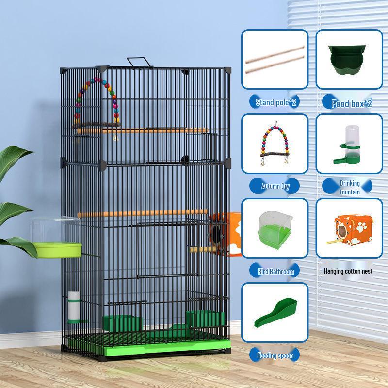 

Посилена велика клітка для великих птахів, таких як какатіли та піони, з гніздовою коробкою 90cm H, 42x31cm, no wheels, Package 4 чорний