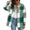 Women's Checkered Button Long Sleeved Loose Casual Shirt Jacket