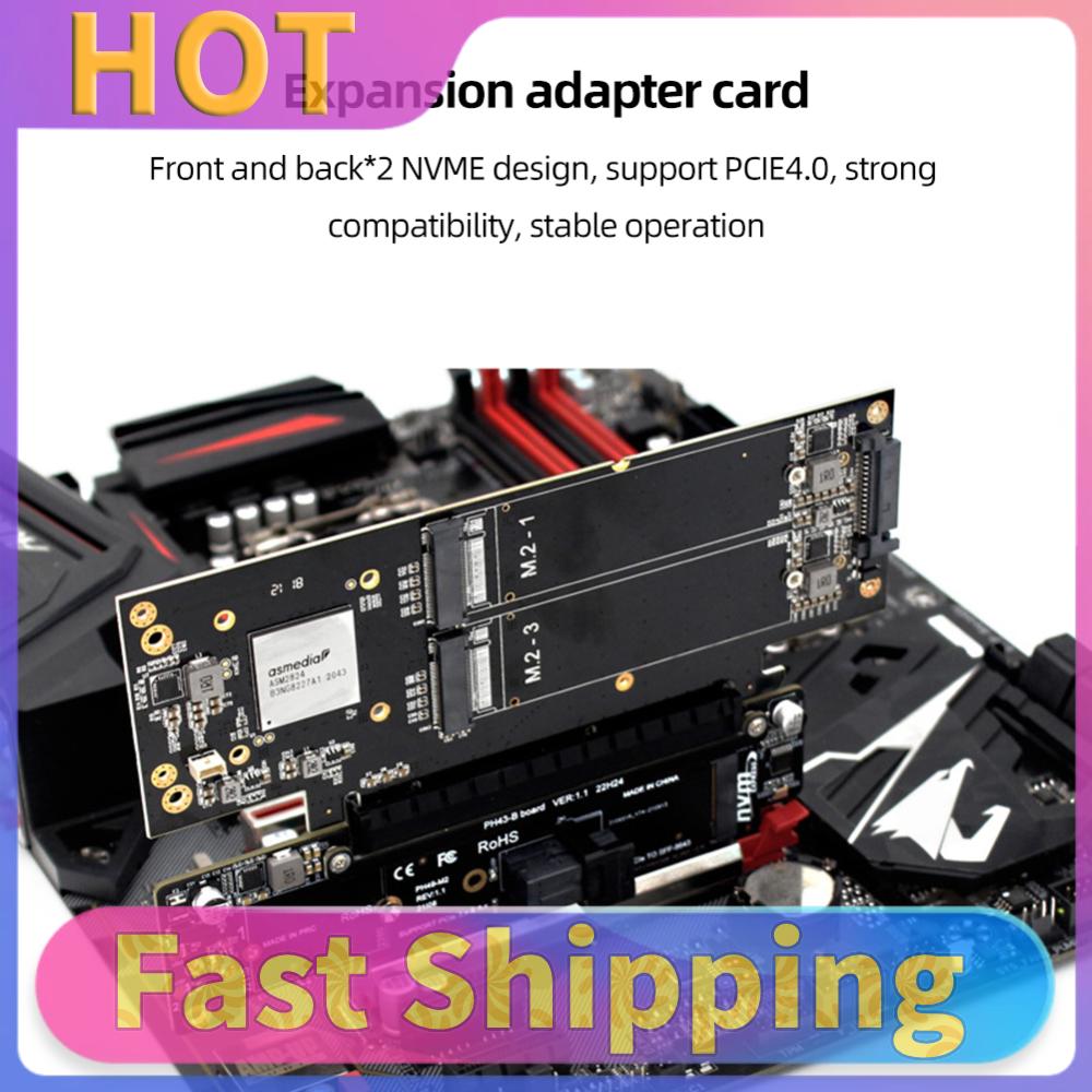 PCIe X16 To X8+X4+X4 Split Expansion Adapter Card PCIE4.0 M.2 NVMEx2 Input Ports Support 2280/2260/2242/2230 SSD