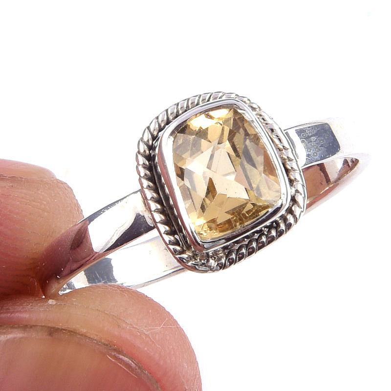 

Natural Citrine Gemstone Handmade 925 Solid Sterling Silver Ring Size 9.5 M9W91
