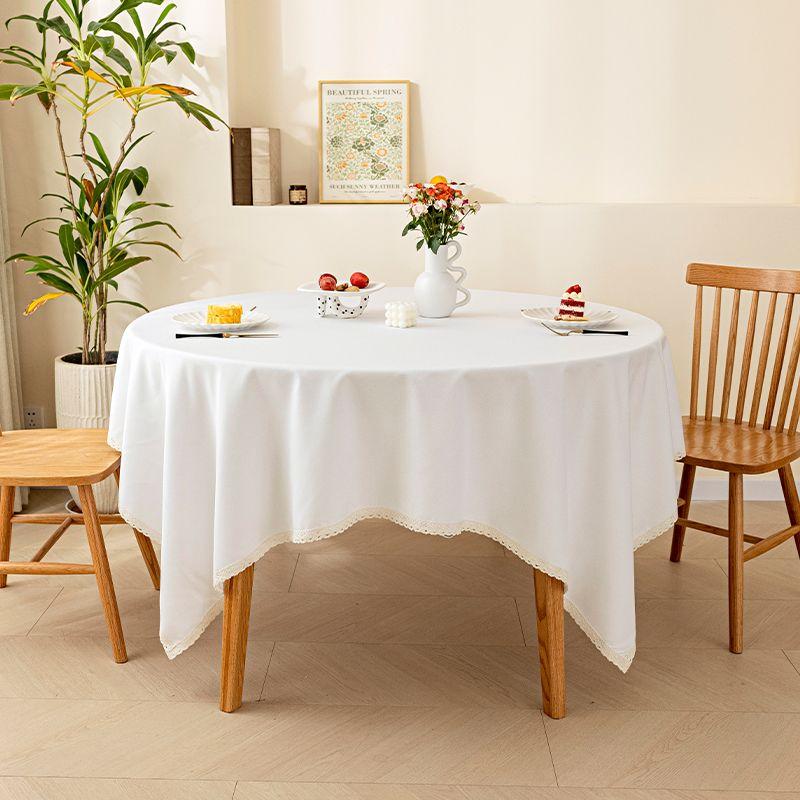 

White Cotton Linen Fabrics Tablecloth Rectangular round Square Household Hotel Restaurant Tablecloth Dining Table Coffee Table Cloth White 90*90cm (square)