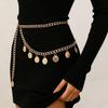 Retro Metal Coin Tassel Waist Chain for Women, Paired with A Sexy Double Layered Embossed Chain Belt for Skirts
