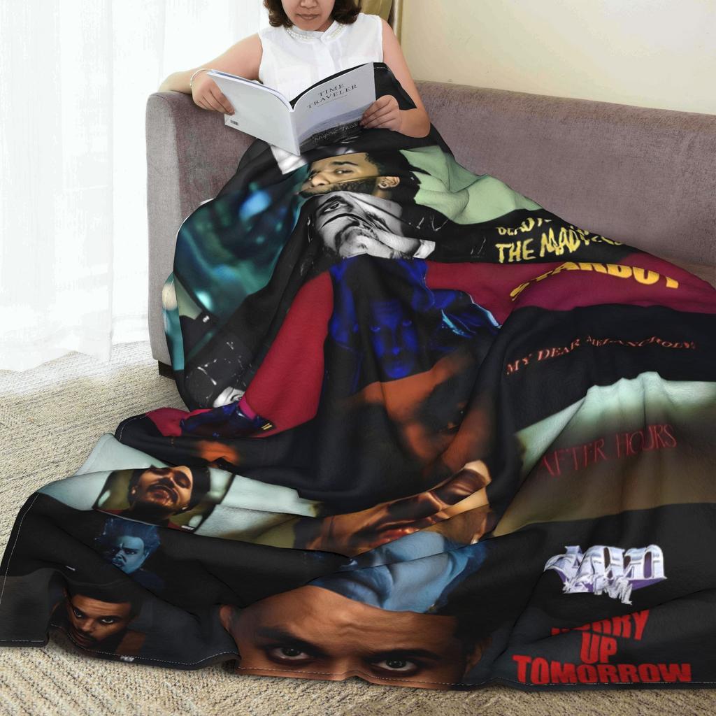 The Weeknds Rapper Singer Warm Blanket  Picnic Plush Bedding Throws Aesthetic Couch Chair Flannel Bedspread Sofa Bed Cover