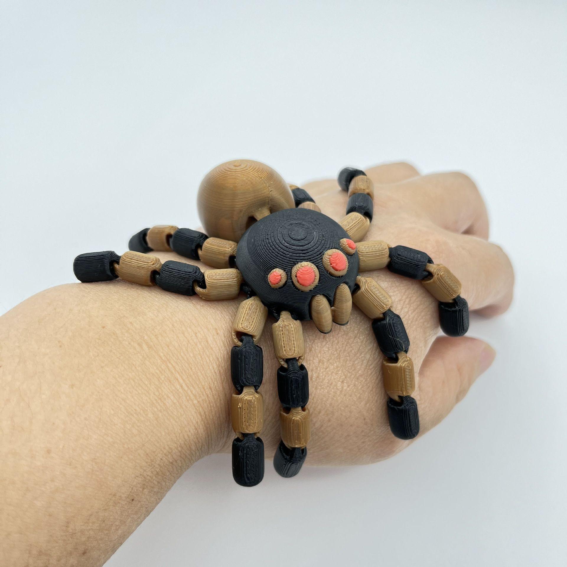 

Novelty Creative 3D Printing Spider Toy Model Halloween Home Decoration Horror Spider Joint Movable Spider Toy Creative Gift коричневый