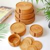 1/6 pièces Sous-verre en rotin fait à la main - Motif vigne d'automne, Dessous de plat résistant à la chaleur pour la cuisine et la salle à manger, Accessoire à thé en bois