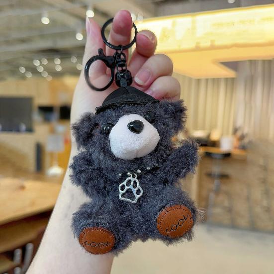 Cartoon Bear Keychain Plush Lovely Hats Bear Doll Cute Animal Pendant Grab Machine Hang Bag Daily Accessories
