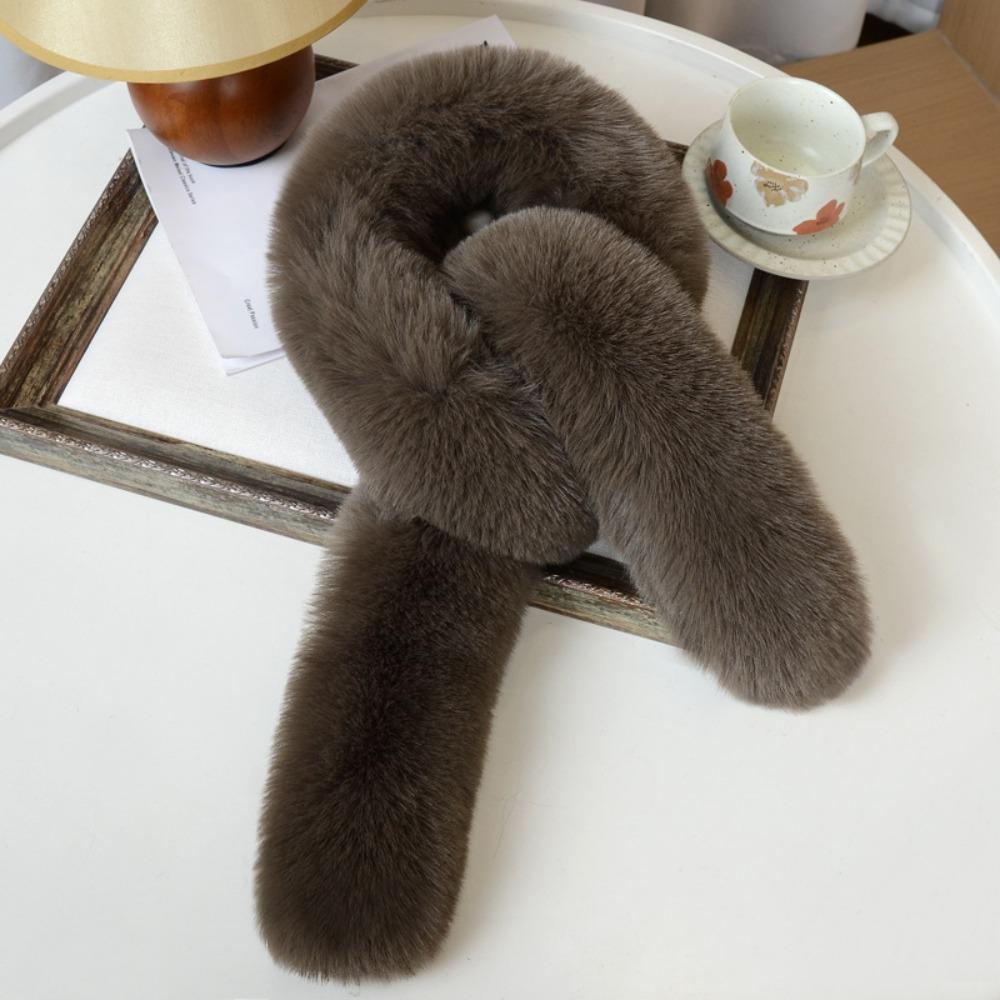 Fashionable 130cm Fake Fur Long Scarf Solid Color Thick Winter Fluffy Scarf Fur Decor Soft Long Strip Scarf Autumn Winter