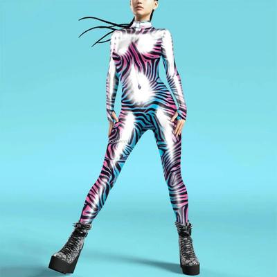 Women's Bodysuit Role Play Robot Adult Costume Colorful Texture Print Bodysuit Clothing Halloween Carnival Costume 2025