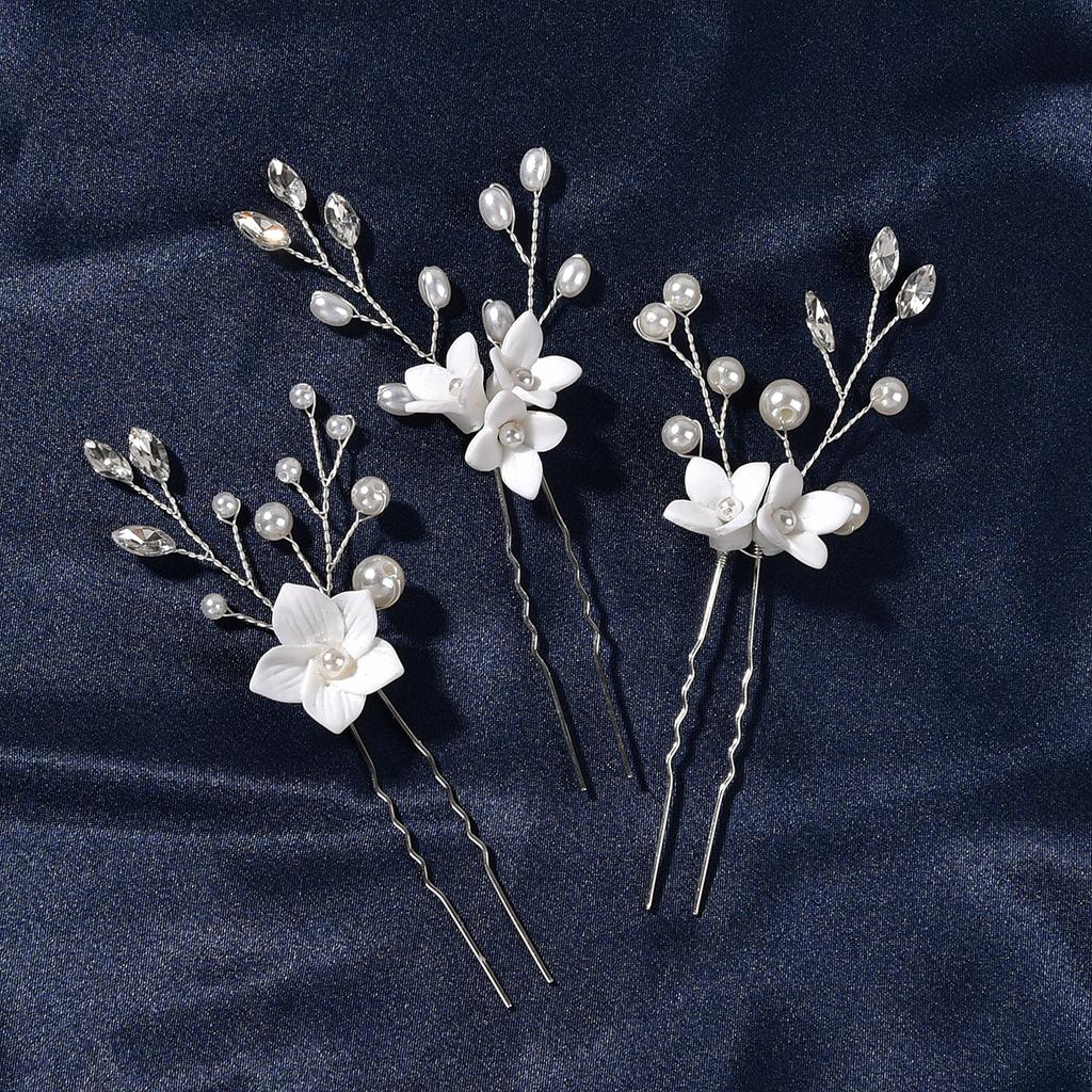 3Pcs Bridal U-shaped Pin Metal Barrette Clip Hairpins Rhinestone Wedding Hairstyle Design Tools Women Wedding Hair Accessories
