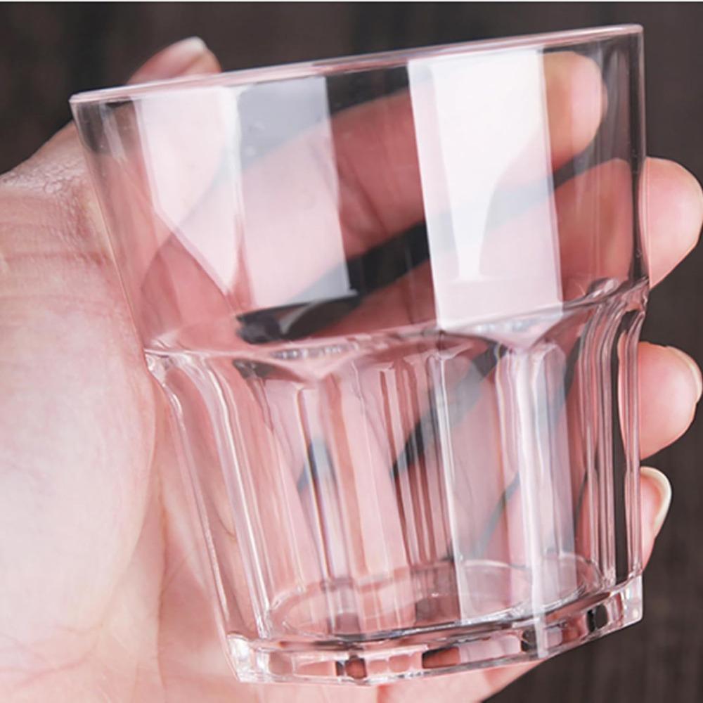 6pcs Plastic Drinking Glasses Unbreakable Juice Cups Stackable Clear Beverages Iced Hot Tea Glassware for Cocktail Soda Beer Tumbler Cup