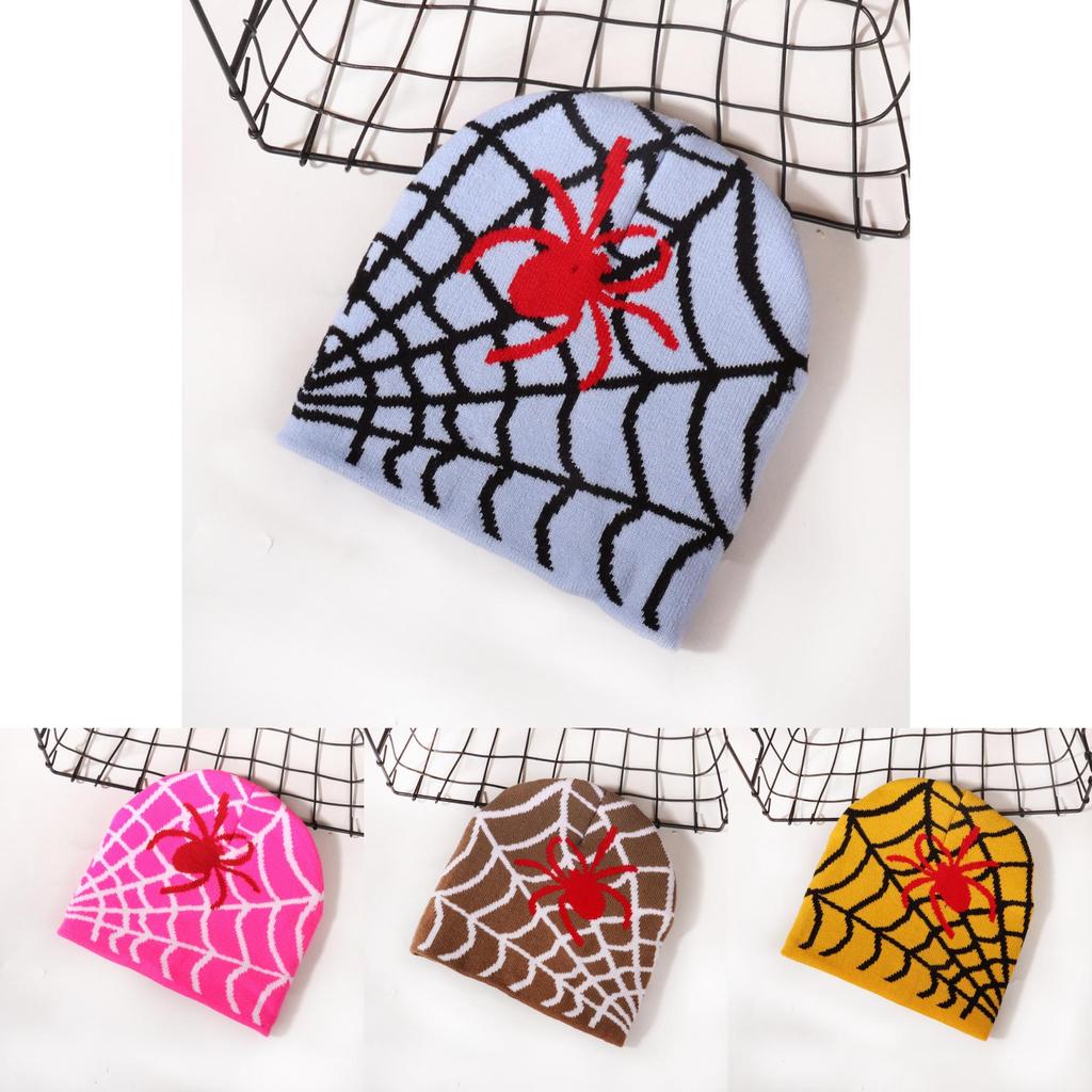 Spider Pattern Knit Beanie For Men And Women Warm Streetwear Fashion 2023