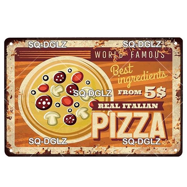 Italienische Pizza Vintage Metallschild Blechschild Vintage Dekoration Man Cave Plakette Hauswanddekoration Bar Schild Heimdekoration Poster
