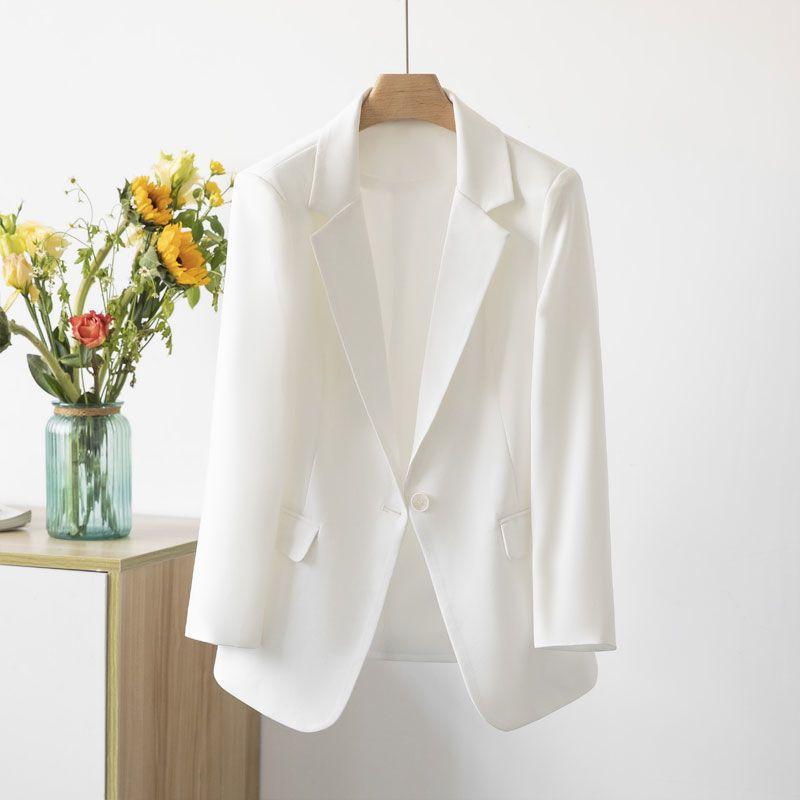 

Бежевый женский пиджак повседневный маленький костюм большого размера можно носить темпераментный костюм верх 7XL белый