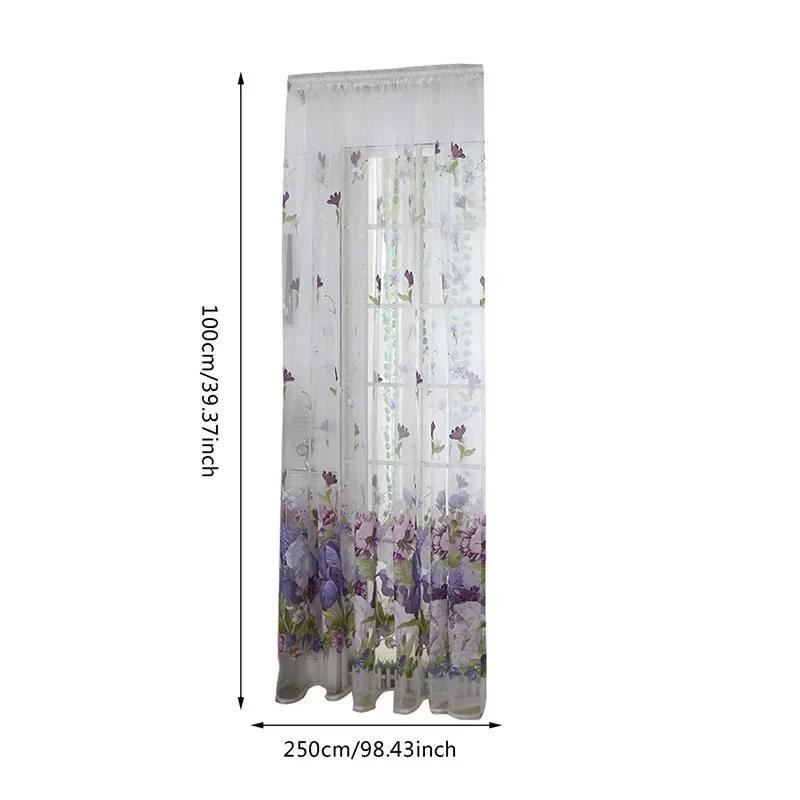 Hot salePractical Floral Tulle In Sheer Curtains For Living Room The Bedroom Kitchen Shade Window Treatment Curtain Blinds Panel