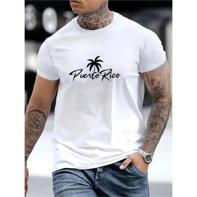 Herren Rundhals Kurzarm T-Shirt, Bedrucktes T-Shirt Herren Mode Top, Sportlich Lässig Urlaubs Haus T-Shirt, Herren T-Shirt, Rundhals Pullover