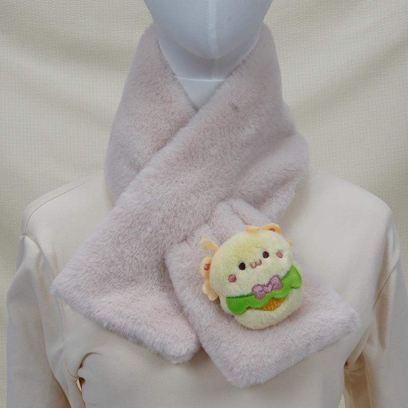 Children's Cartoon Panda Plush Scarf - Warm, Windproof Neck Gaiter for Autumn/Winter Boys & Girls.