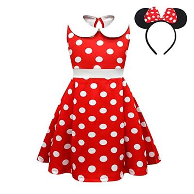 Dressy Daisy Baby Girls Polka Dot Fancy Dress, Halloween Costume, Birthday Party Outfit, Mouse Ears, Hair Hoop, Red, Ages 7-9