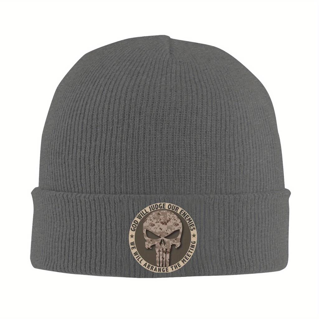 Custom God Will Judge Our Enemies We Will Arrange The Meeting Skullies Beanies Cap Knit Hat Adult Skull Skeleton Camo Bonnet Hat