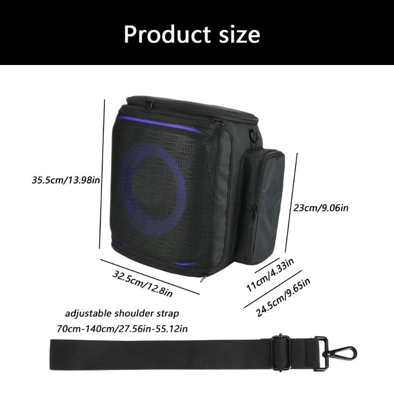 600D Nylon Speaker Carrying Case with Reinforced Pearls Cotton Padding Breathable K036 Mesh Front for PBE2