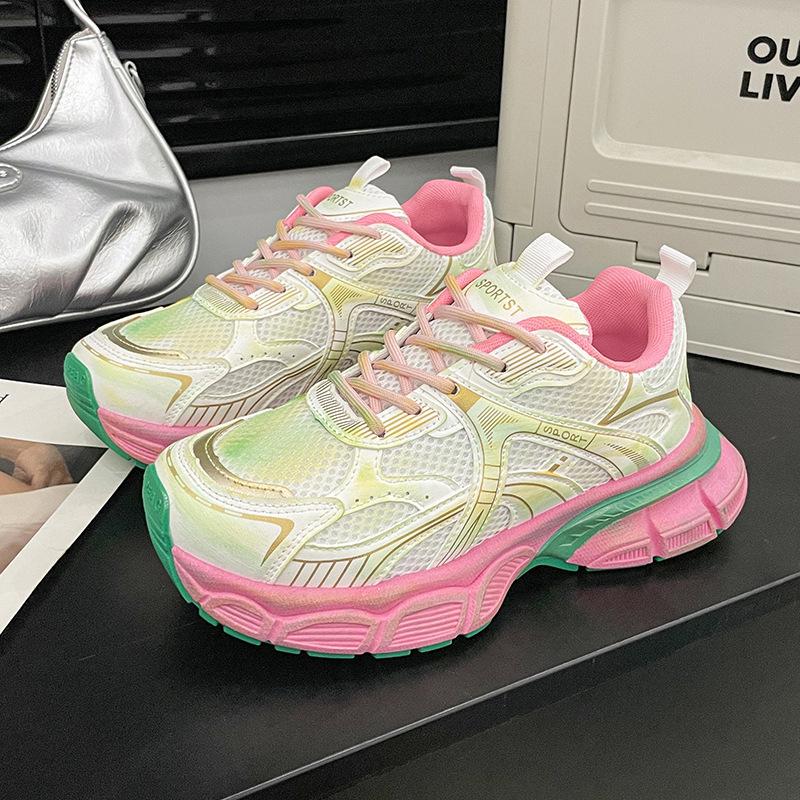 Módní boty na zvýšení výšky, dámské boty ze síťoviny, prodyšné stovky s lehkými ležérními teniskami