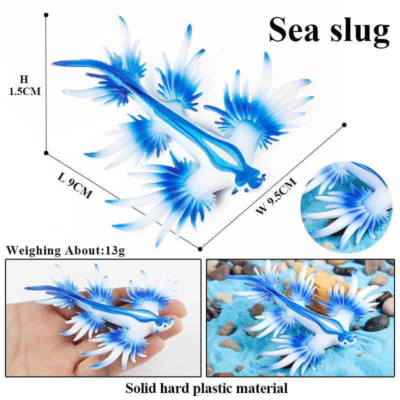 Oenux Ocean Starfish Sea Anemone Coral Jellyfish Squid Shrimp Crab Shark Animals Model Action Figures PVC Miniature Kid Toy Gift