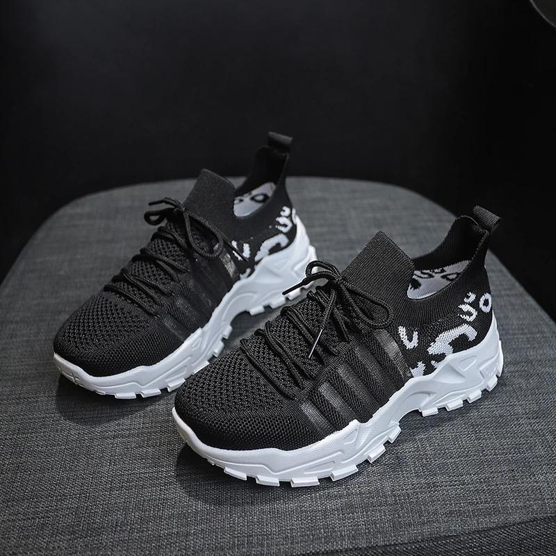 Fashion Women Sneakers All-match Light Flying-Woven Sport Running Shoes Cushion Gym Fashion Shoes Non Slip Casual Walking Tennis Shoes