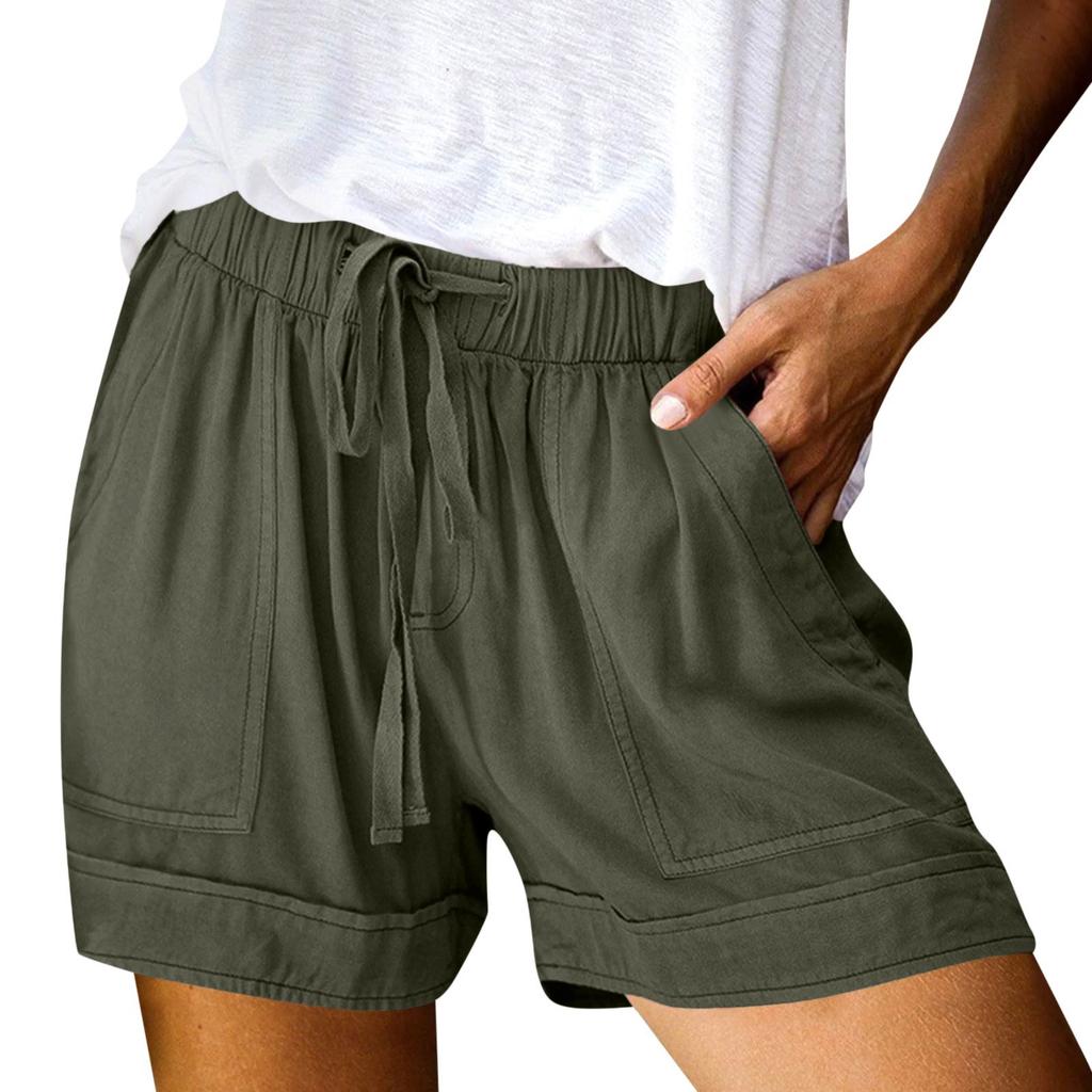Women's Casual  Summer Elastic Beach Shorts  Solid Casual Shorts