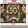 2D Black Gold Happy 50th Birthday Backdrop Glitter Balloon Party Decoration Banner
