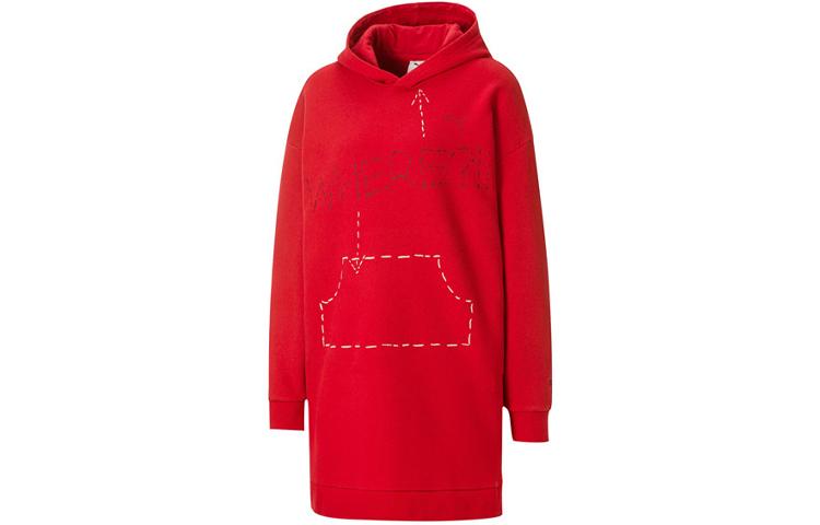 PUMA Long Sleeved Dresses Women s Red Hooded Thickened Short 530365-22 XXS