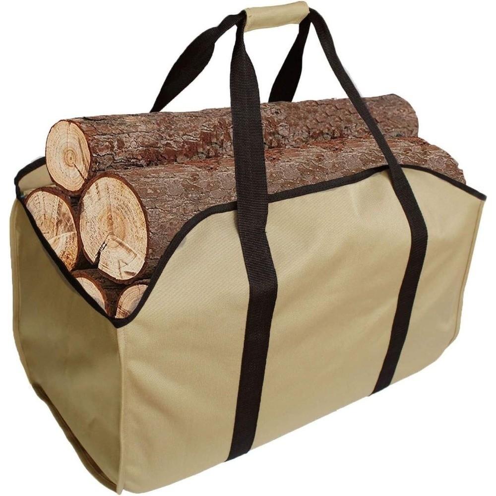 Heavy-Duty Firewood Carrier Bag Large Capacity with Sturdy Handles Log Transporter Scratch-resistant Oxford Cloth