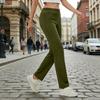 Women High Waist Elastic Waistband Casual Pants with Pockets Relaxed Fit Lightweight Athletic Trousers for Daily Wear