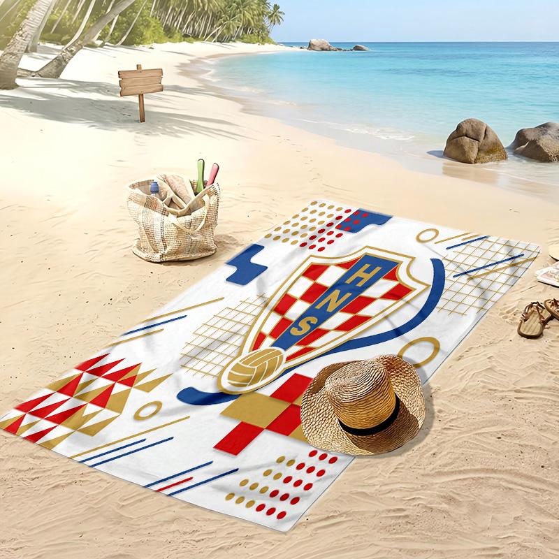 Asciugamano da Spiaggia con Stampa Calcio Croazia Asciugatura Rapida Super Assorbente Morbido Asciugamano da Bagno per Nuoto Spiaggia Viaggio Souvenir Regalo per Fan