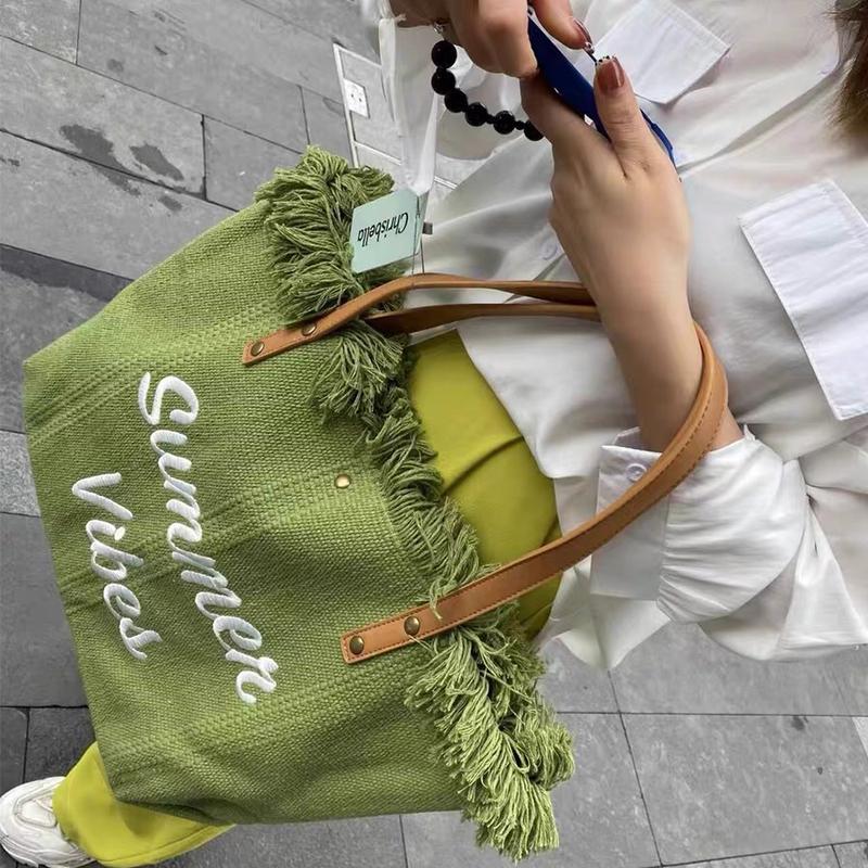 Yogodlns Canvas Women Handbags Large Tote Beach Shopping Bags Underarm Shoulder Bag For Female Casual Top-Handle Bags