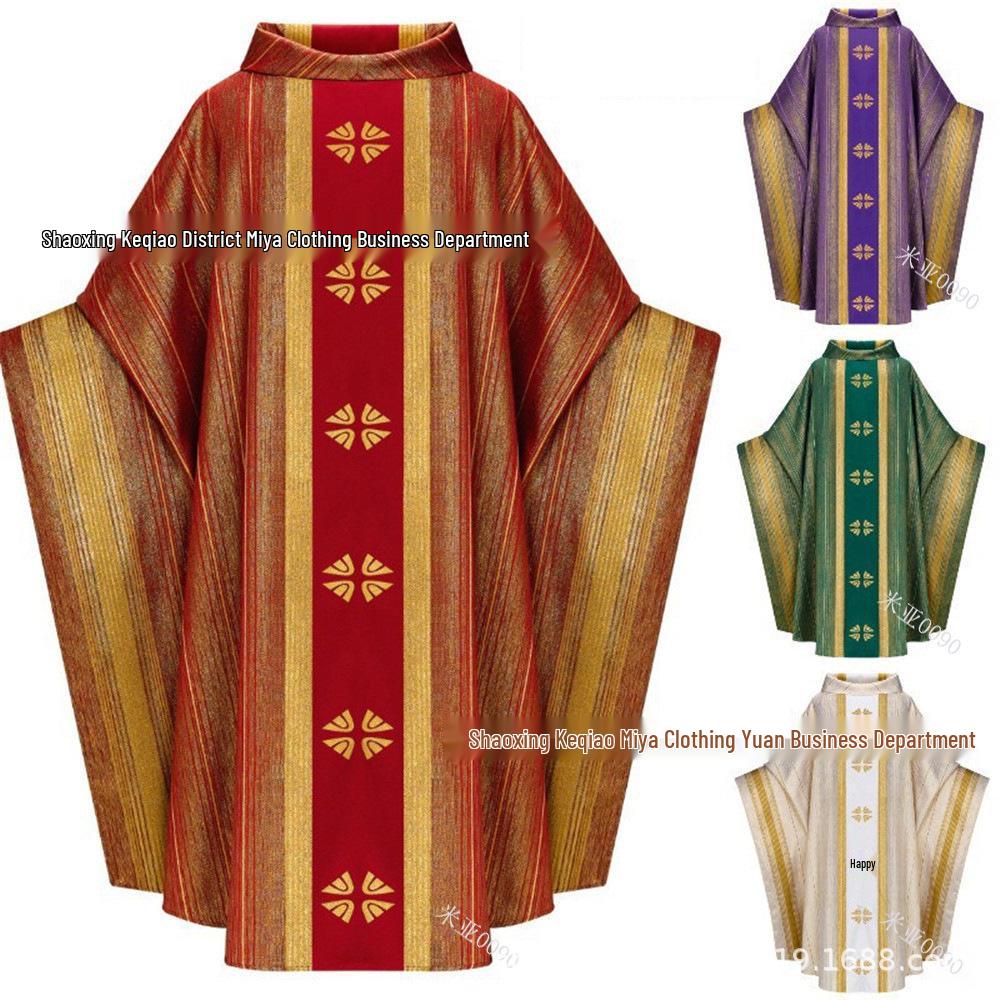 Retro Long Robe with Turn-Down Collar and Loose Sleeves - Four-Color Stage Performance Costume