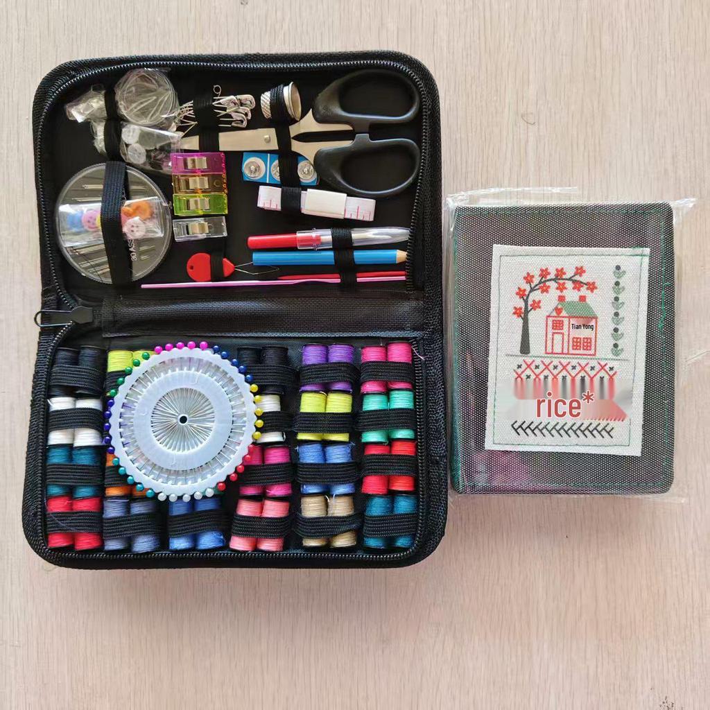 Portable Needle and Thread Set for Home Sewing and Mending – Includes Stitching Method Book and Case