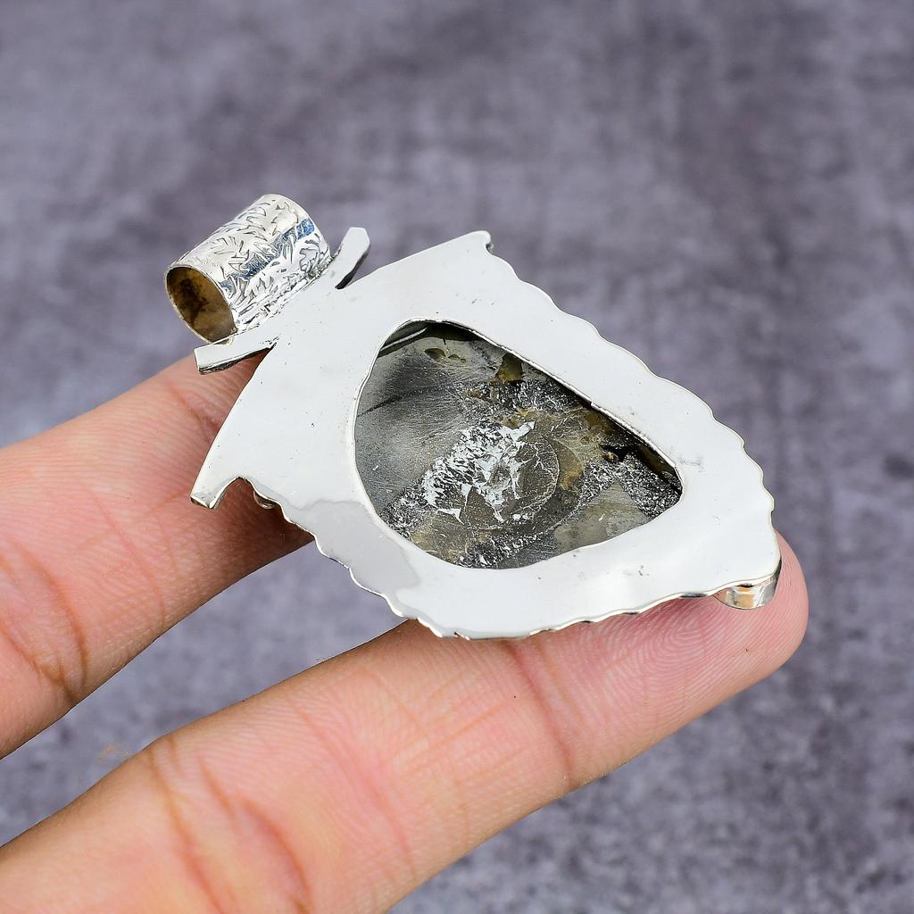 Natural Septerian, Citrine Handmade 925 Sterling Silver Pendant 2.22" K7l87