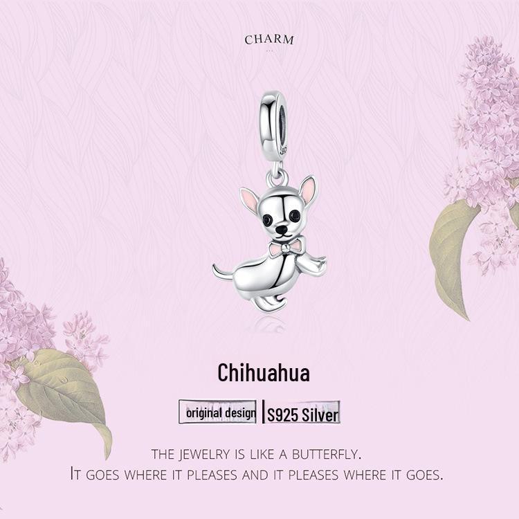 Chihuahua S925 Sterling Silver Puppy Pendant Bracelet – Cute Animal Fashion Accessory SCC1317