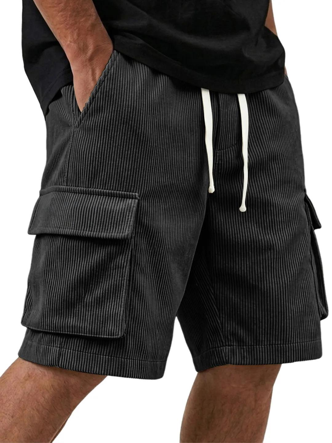 Mens American Retro Heavyweight Corduroy Casual Cargo Work Shorts S