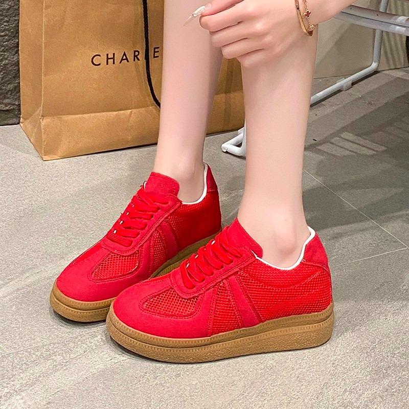 

2025 New Design Vulcanized Shoes Retro Sports Shoes Chunky Sneakers Female 35 красный